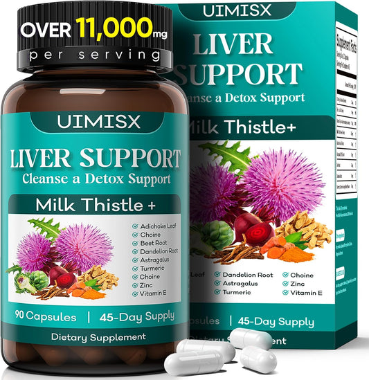 Liver Detox Cleanse Formula Herbal Supplement with Milk Thistle, Dandelion Root, Artichoke, Turmeric, Astragalus - 90 Capsules
