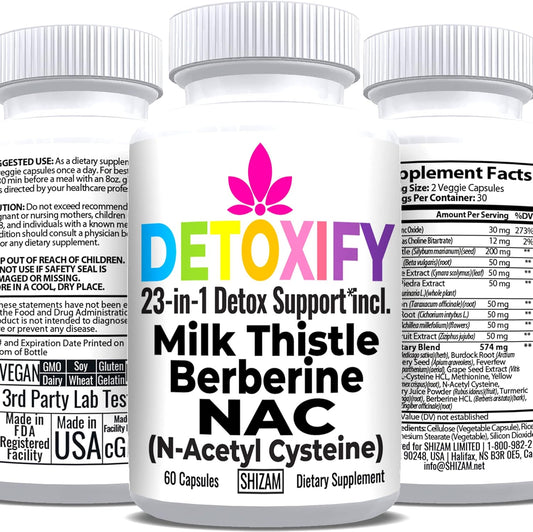 Liver Detox Cleanse Supplement with Milk Thistle, NAC, and Berberine for Liver Health and Glutathione Support