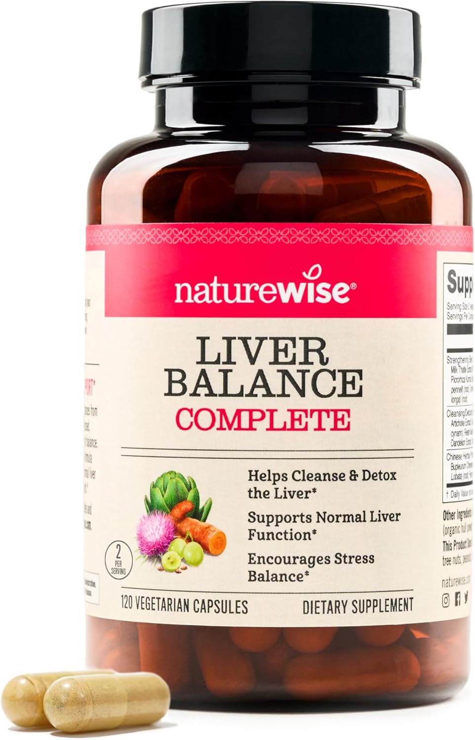 Liver Detox Cleanse Supplement with Milk Thistle, Turmeric, Reishi & Kudzu - Supports Toxin Removal & Normal Liver Function - 120 Veg Capsules - NatureWise