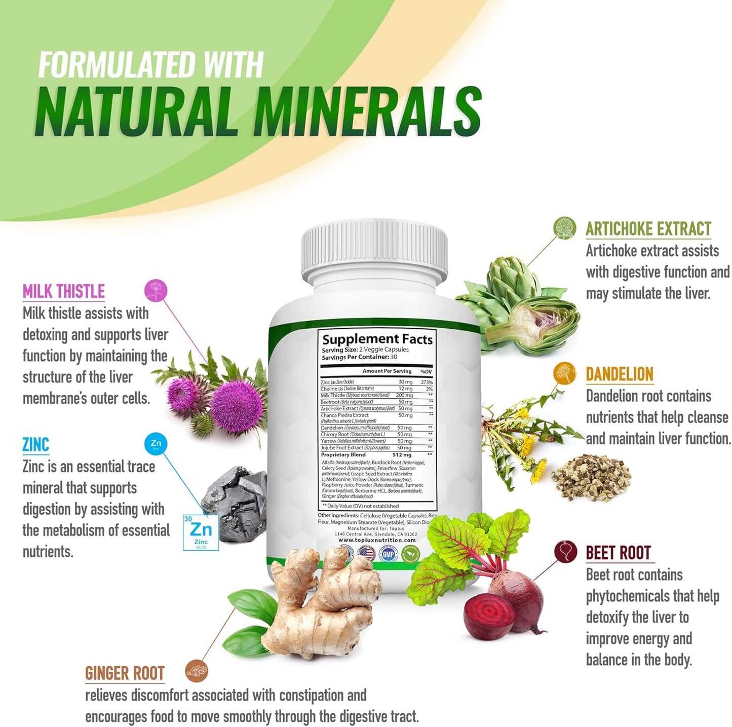 Liver Detox Cleanse & Support Formula - Natural 5 Day Cleanse with Milk Thistle & 25+ Herbs - 60 Capsules by Toplux Nutrition