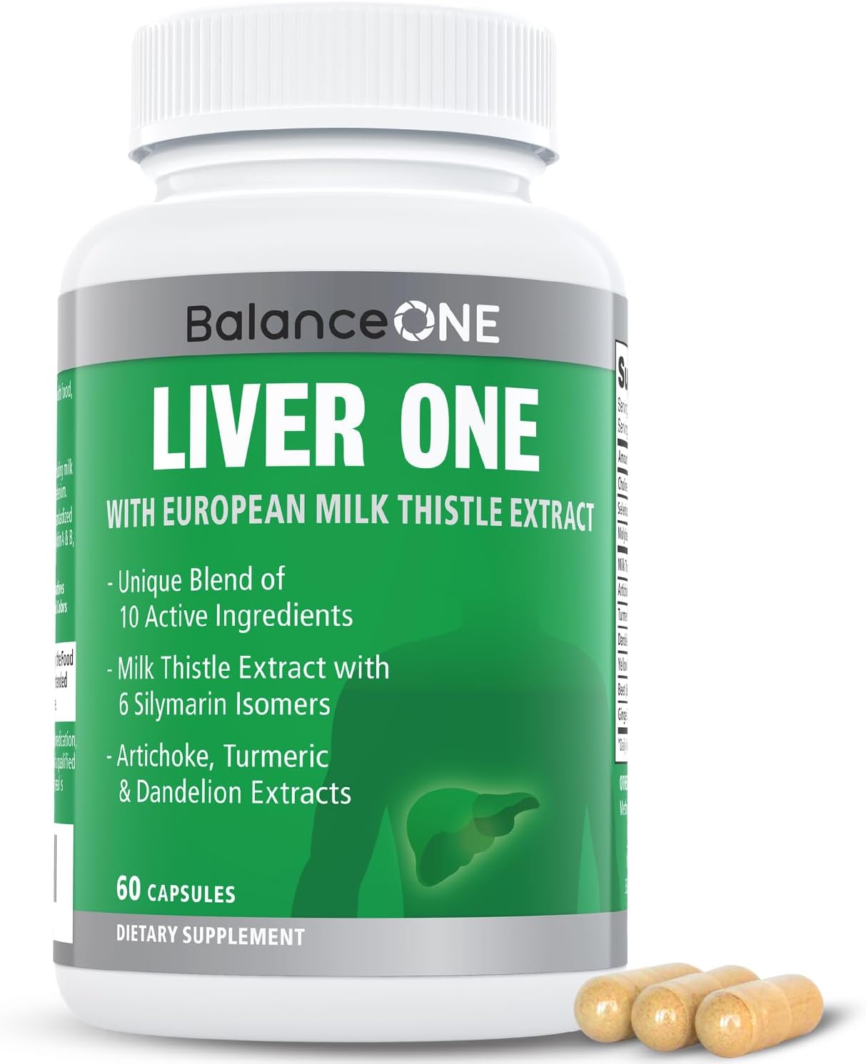 Liver Detox & Cleanse Support Supplement with Milk Thistle & Dandelion - 1 Month Supply for Natural Liver Repair & Detoxification - Non-GMO & Vegan Liver One