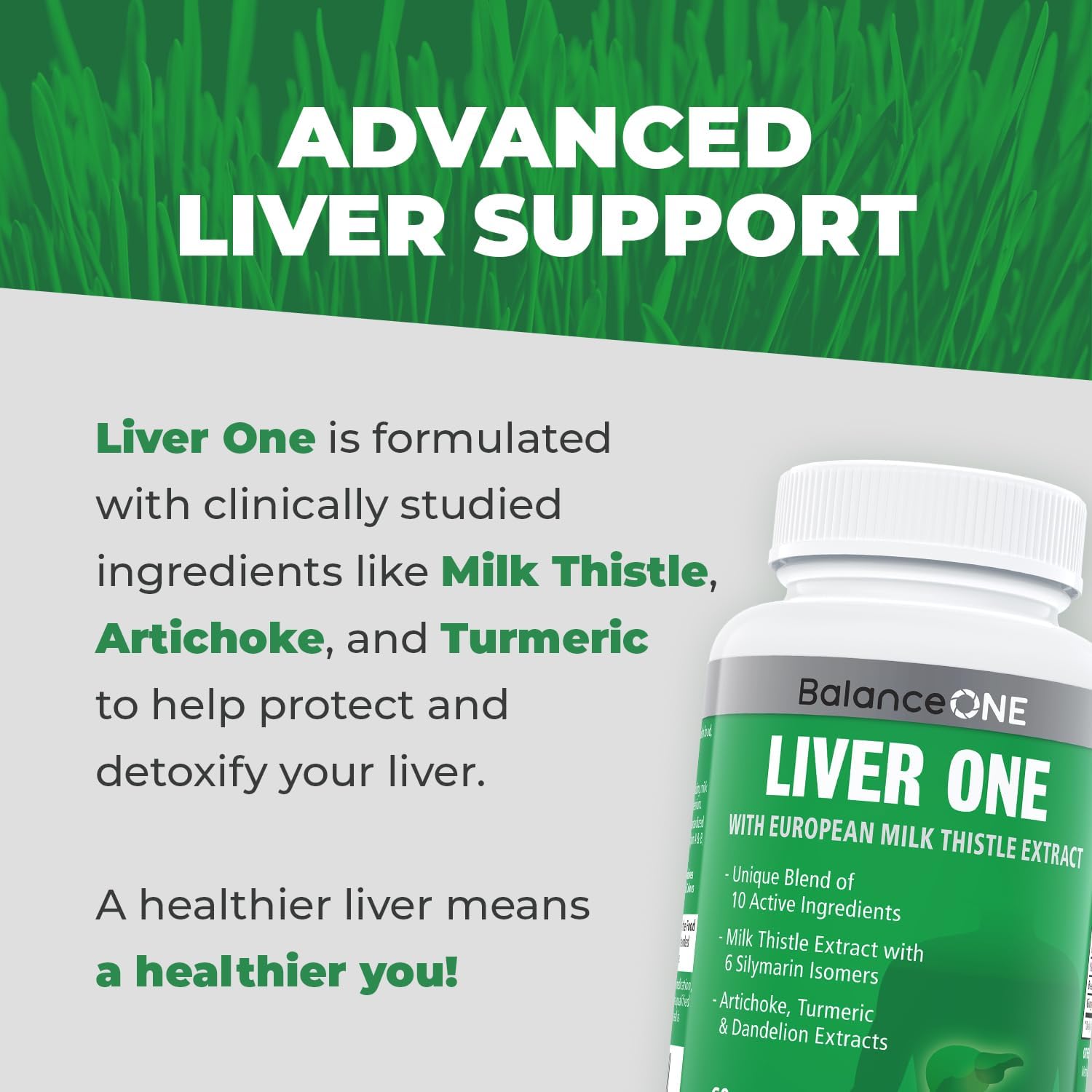 Liver Detox & Cleanse Support Supplement with Milk Thistle & Dandelion - 1 Month Supply for Natural Liver Repair & Detoxification - Non-GMO & Vegan Liver One