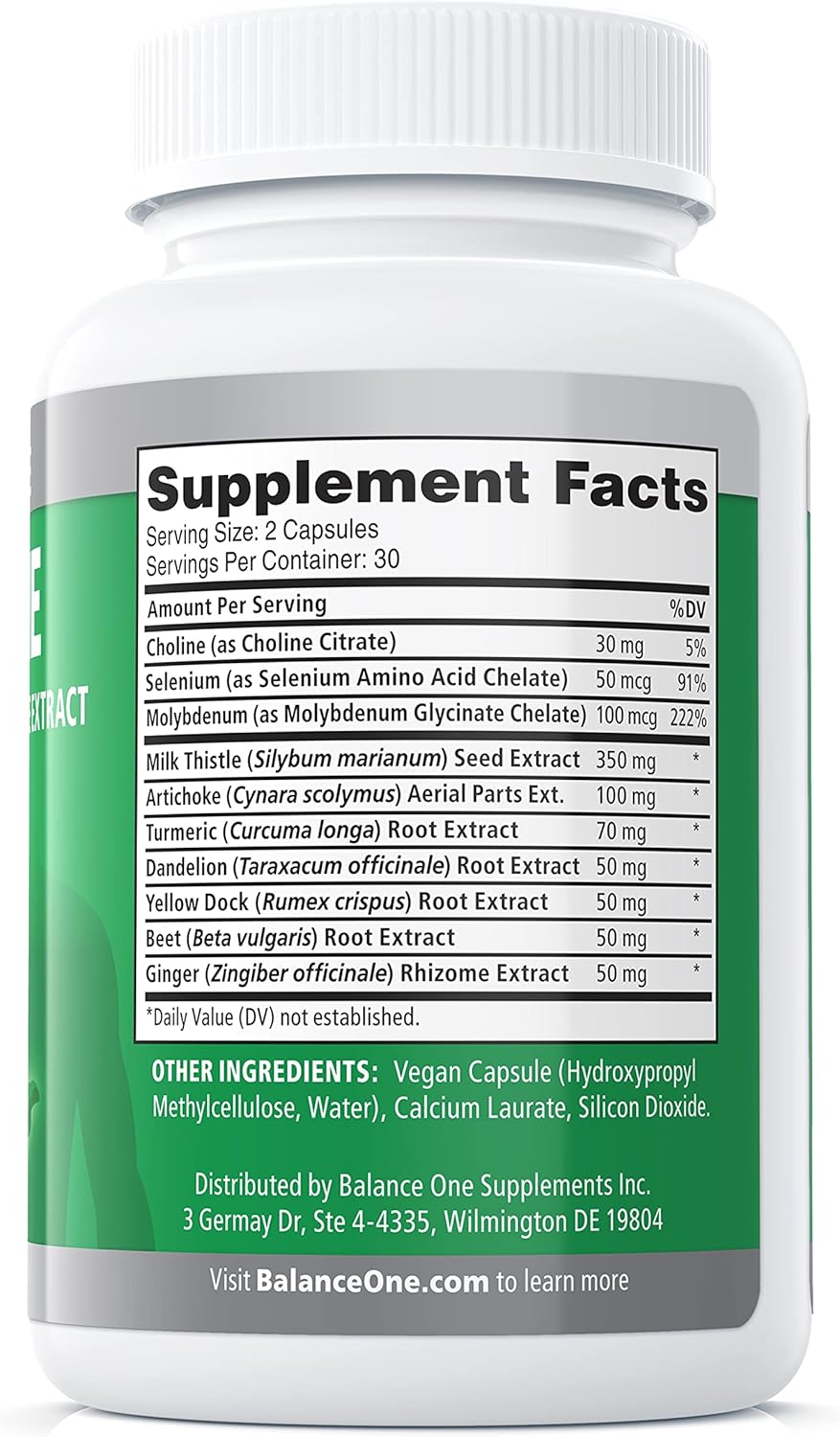 Liver Detox & Cleanse Support Supplement with Milk Thistle & Dandelion - 1 Month Supply for Natural Liver Repair & Detoxification - Non-GMO & Vegan Liver One