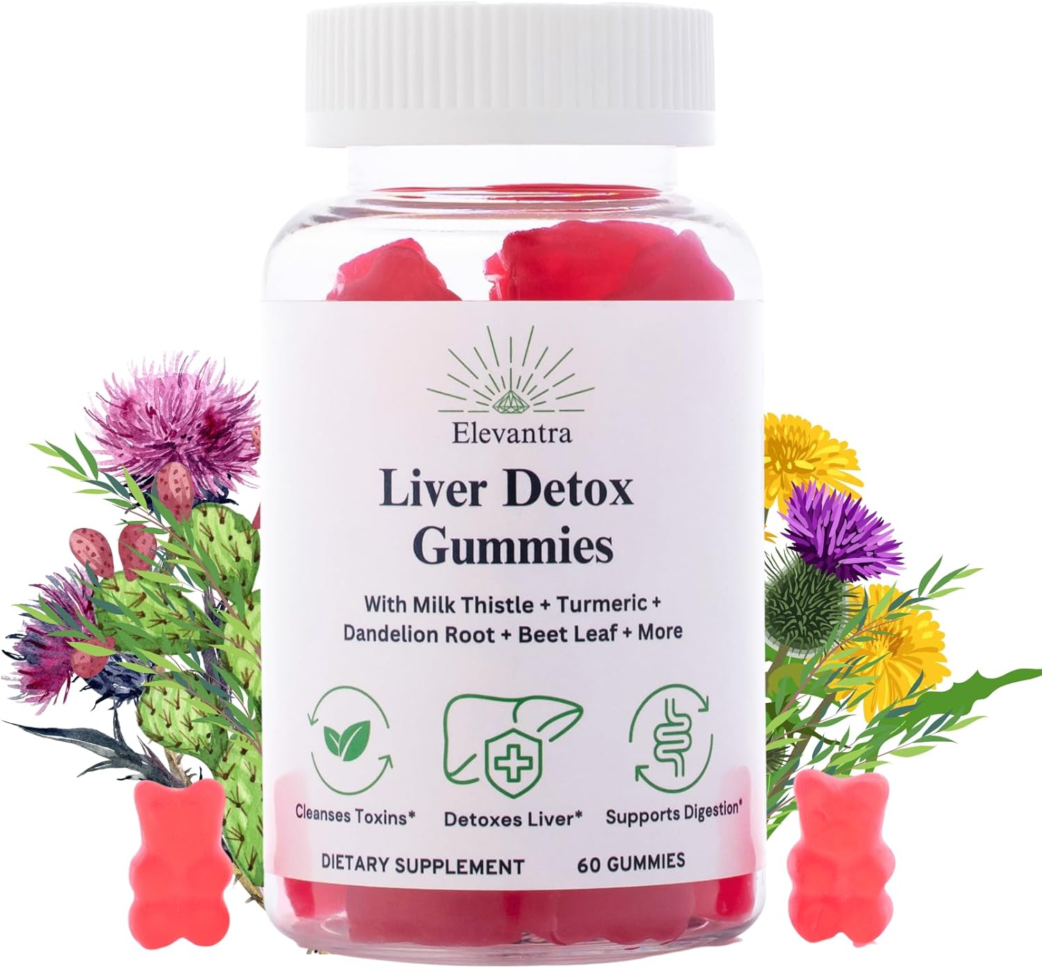 Liver Detox Gummies with Milk Thistle - Natural Liver Support Supplement for Detox Cleanse & Healthier Liver - Liver Detox Supplement Gummies