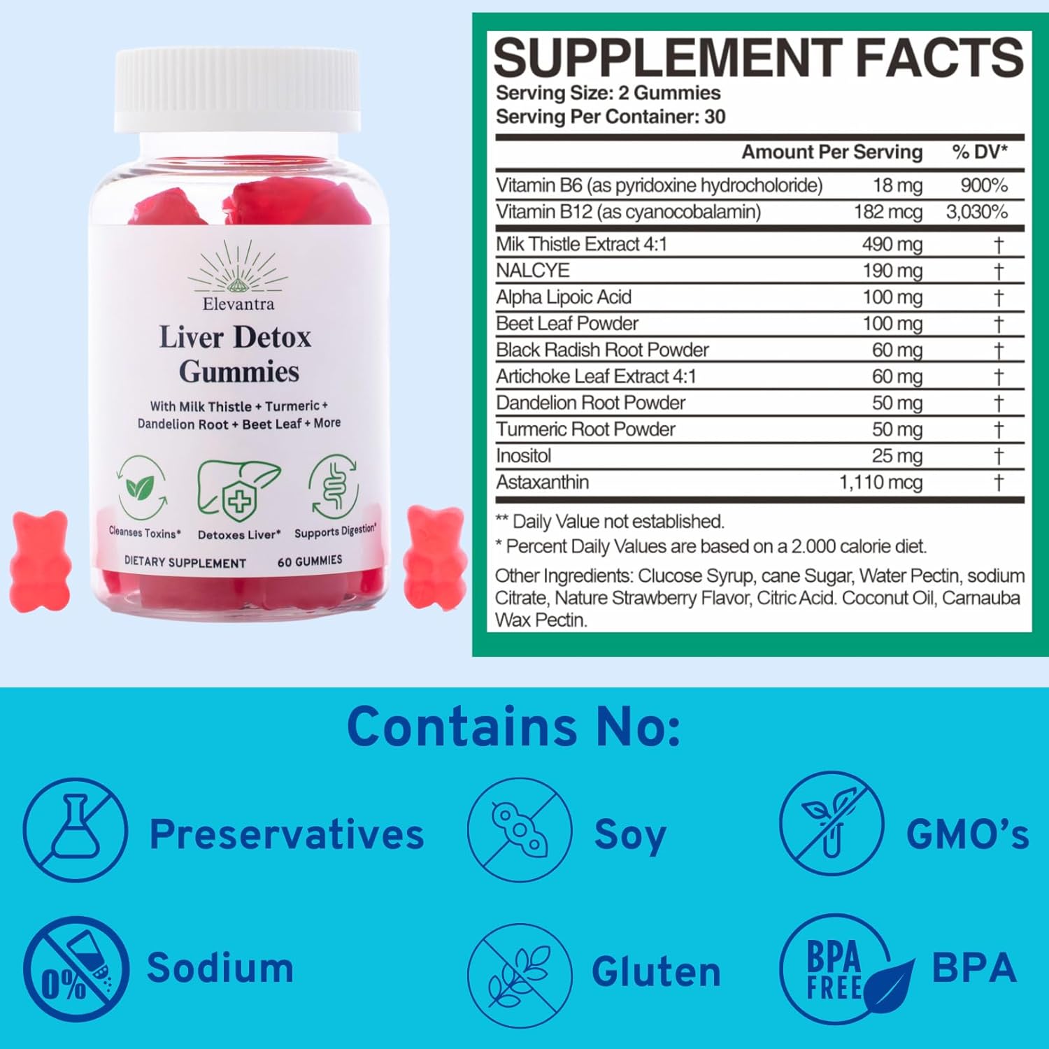Liver Detox Gummies with Milk Thistle - Natural Liver Support Supplement for Detox Cleanse & Healthier Liver - Liver Detox Supplement Gummies