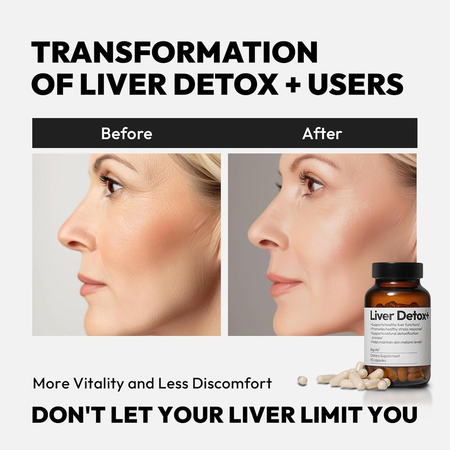 Liver Detox Supplement for Liver Health and Hangover Relief - Vegan, Gluten-Free Cleanse with Milk Thistle, Glutathione, Vitamin C, Inositol, and Selenium - 90 Capsules