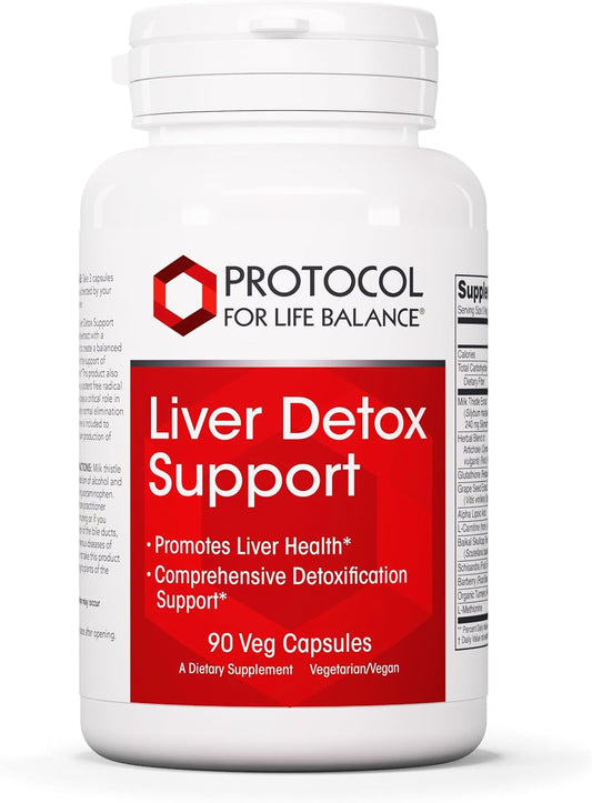 Liver Detox Support Capsules with Milk Thistle & Methionine - Glutathione Supplement for Cleanse - Vegan & Dairy Free - 90 Veg Caps