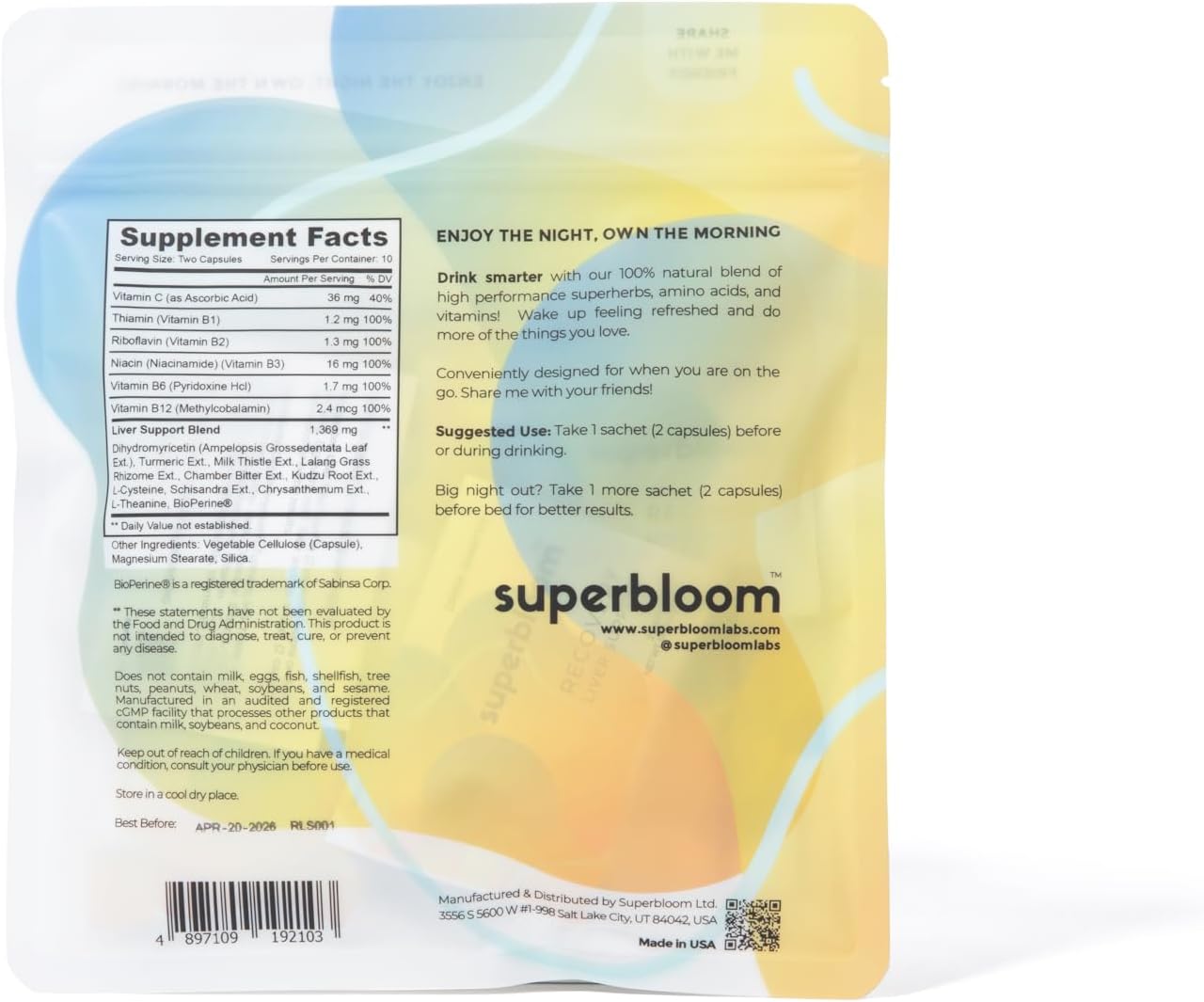 Liver Detox Support Kit with DHM, Turmeric, Milk Thistle - 10 Sachets, 20 Capsules - Enhance Night Recovery and Morning Energy