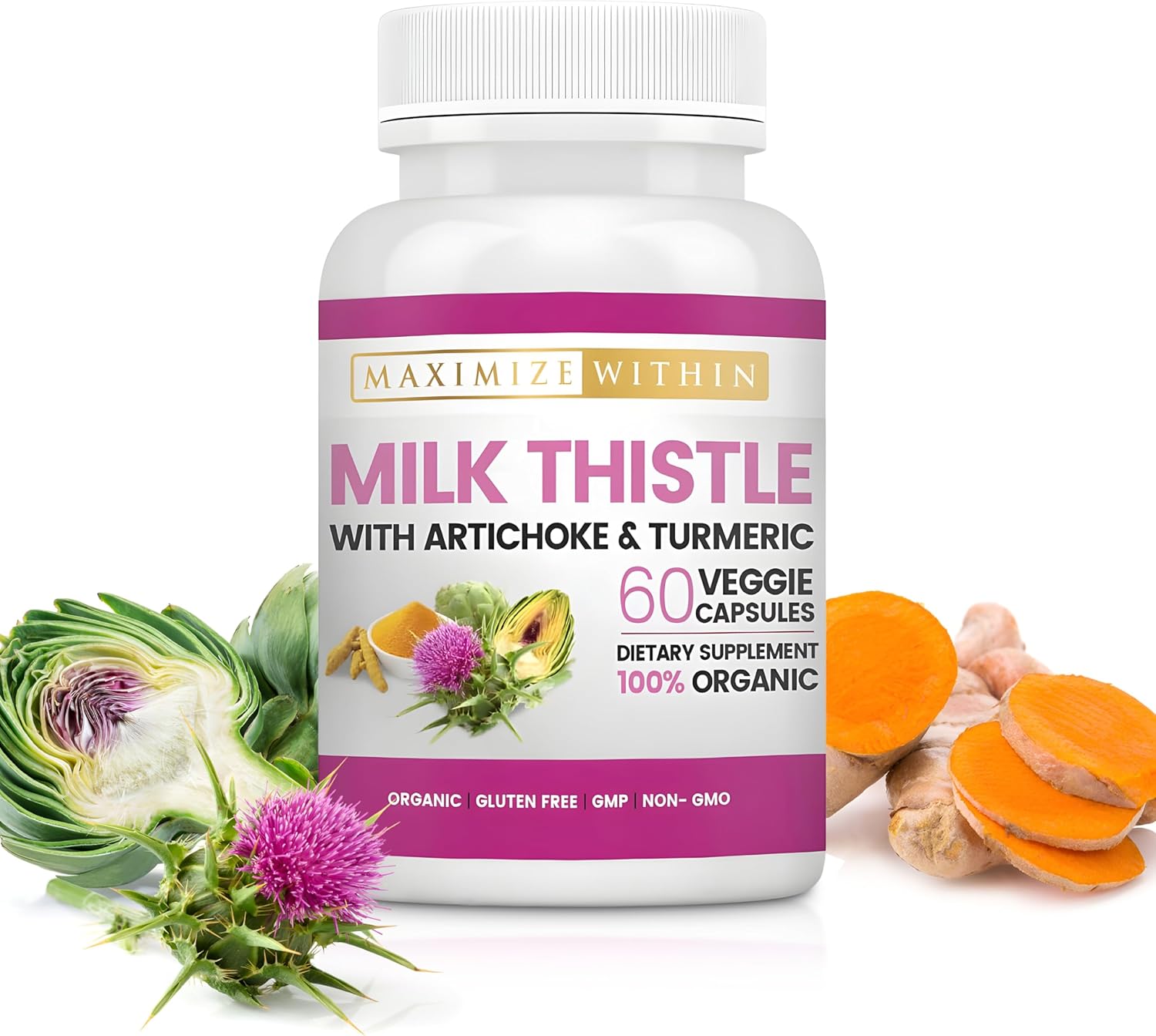 Liver Detox Support Supplement with Milk Thistle, Artichoke & Turmeric - Promotes Digestive Health, 60 Capsules