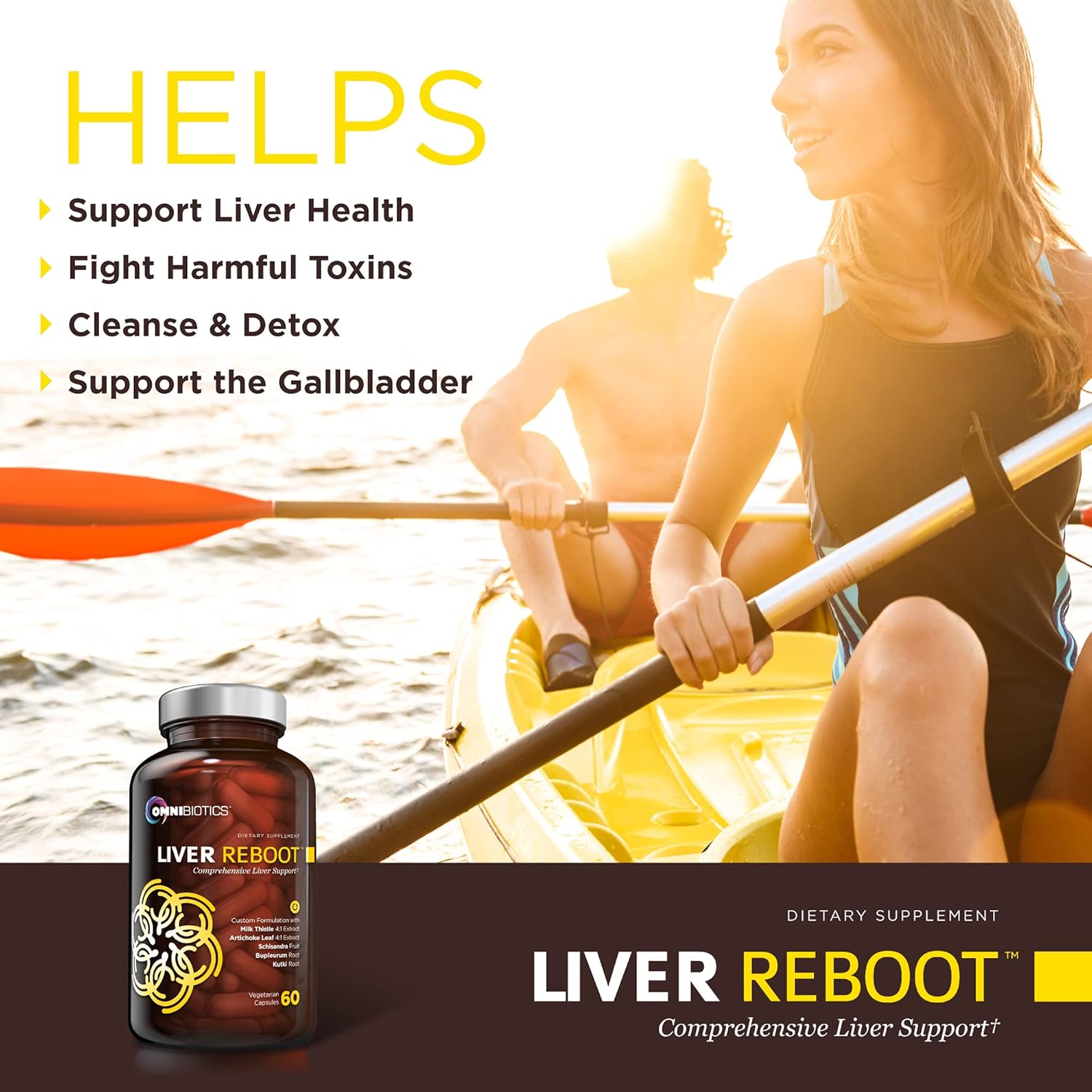 Liver Detox Support Supplement with Milk Thistle, Globe Artichoke, Dandelion Root - 60 Vegan Capsules