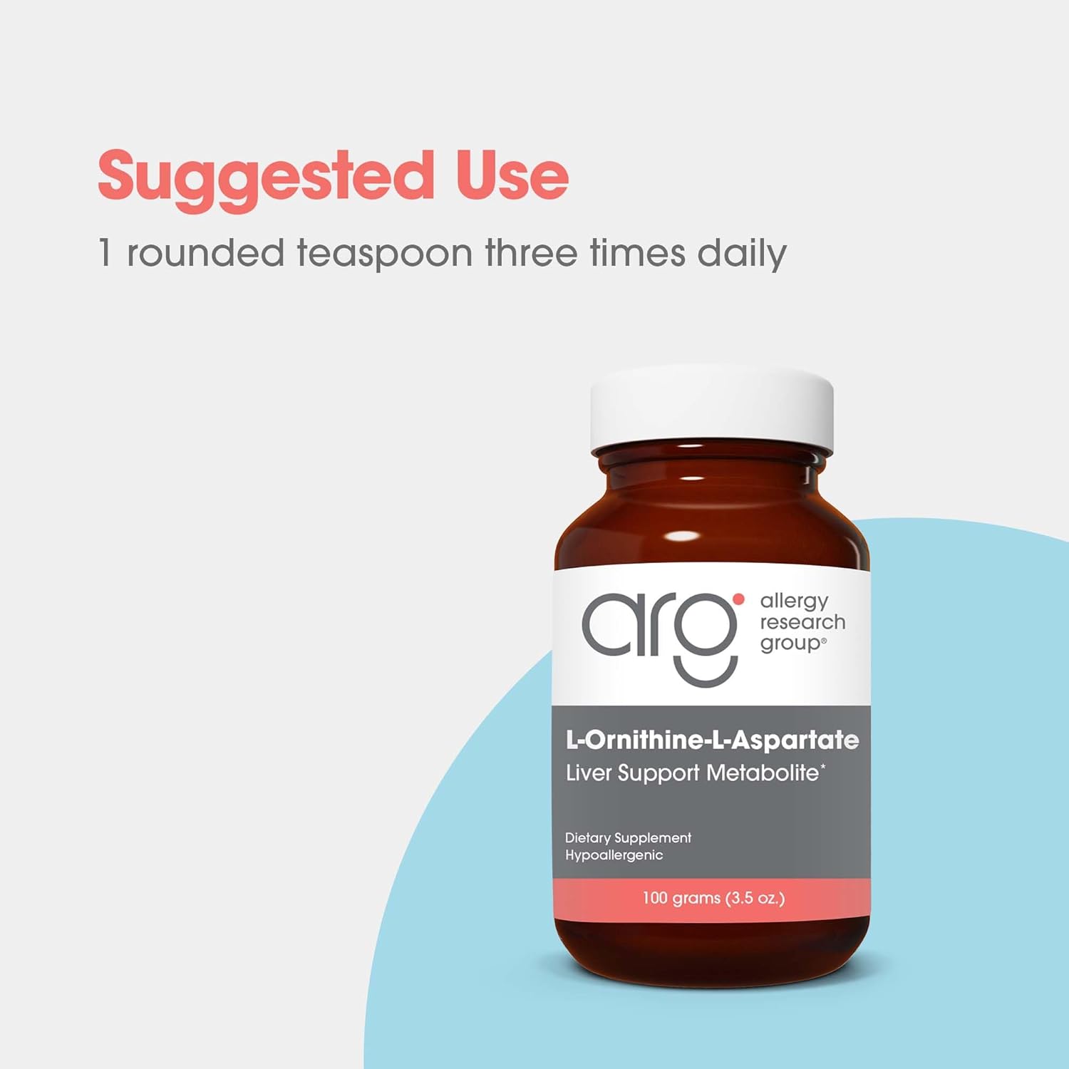 Liver Detox Support with Allergy Research Group L-Ornithine-L-Aspartate Powder - Pure Amino Acid Complex Supplement - 3000mg - 3.5 Oz