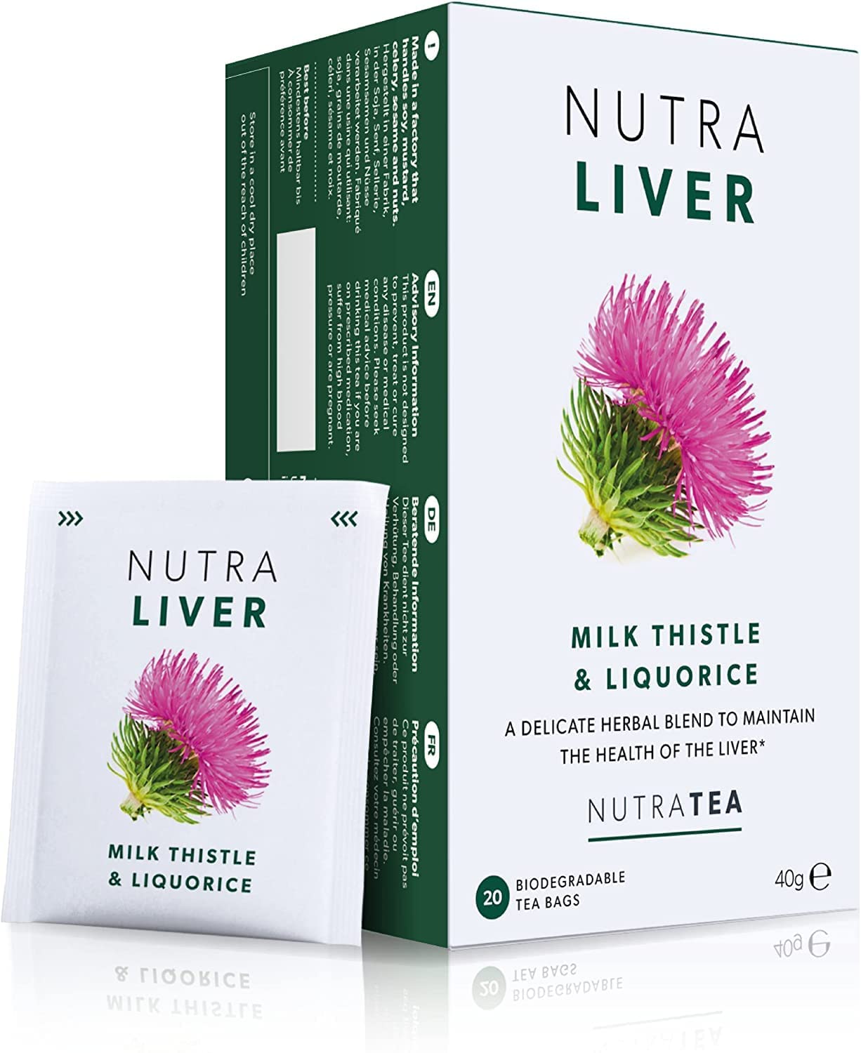 Liver Detox Tea - Supports Cleansing & Health - Milk Thistle, Turmeric, Fennel - 20 Tea Bags - Nutra Tea
