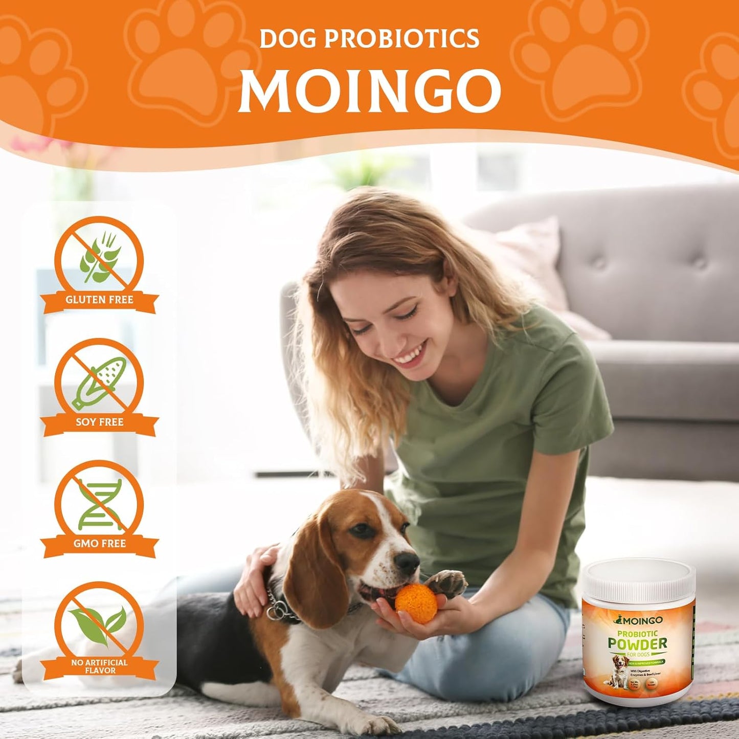 Liver Flavored Probiotic Powder for Dogs - 120 Scoops of Immune and Digestive Health Support