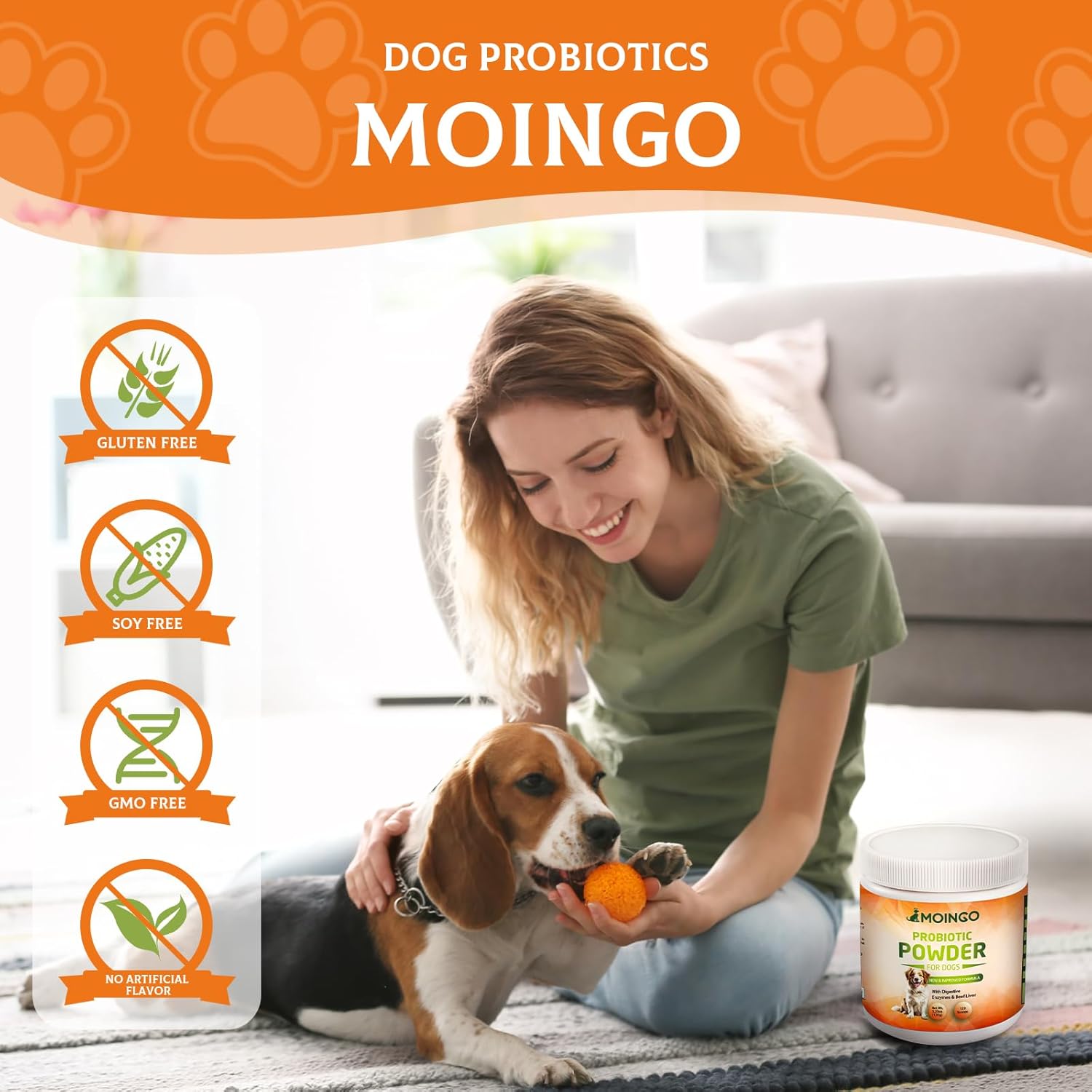 Liver Flavored Probiotic Powder for Dogs - 120 Scoops of Immune and Digestive Health Support