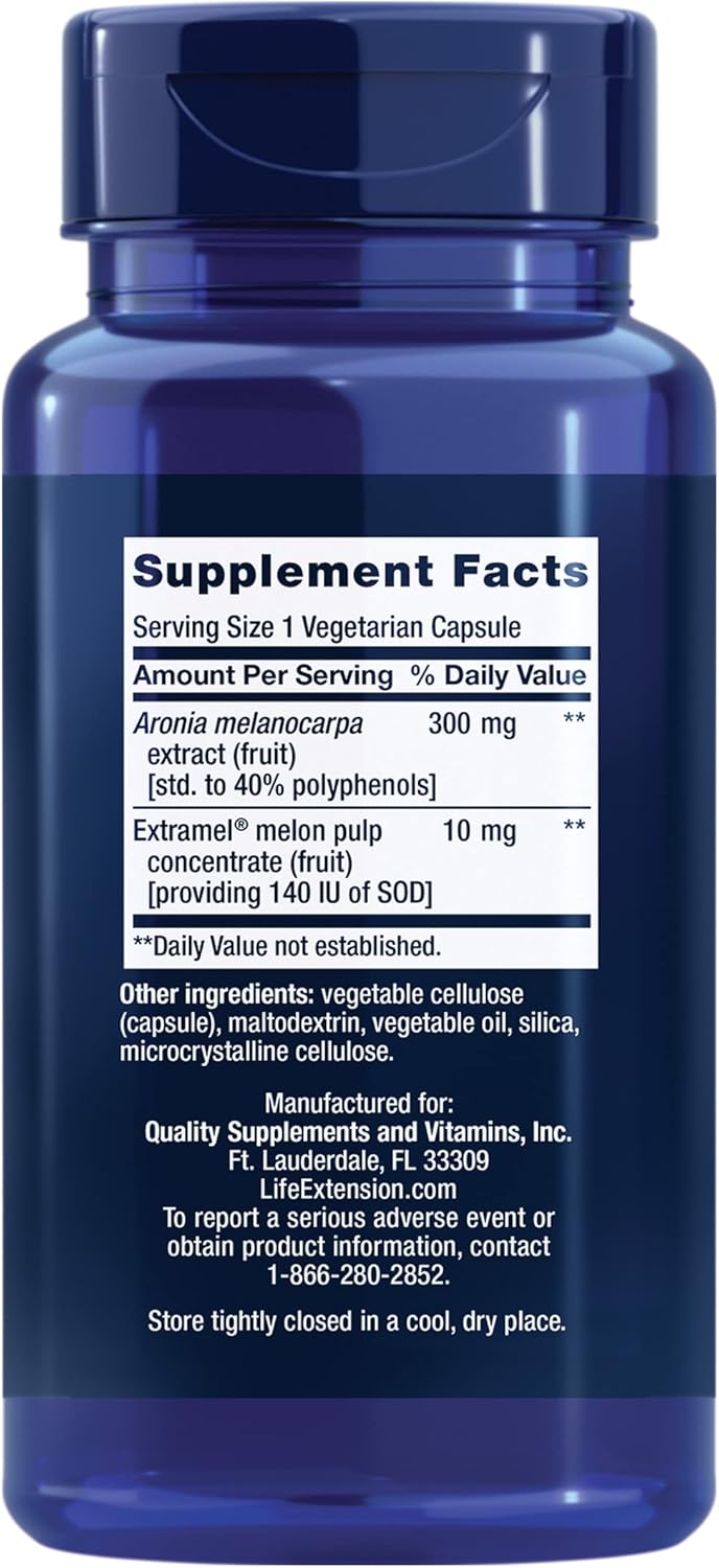 Liver Health & Detox Antioxidant Supplement with SOD Booster, Chokeberry & Melon - 30 Capsules, Gluten-Free & Non-GMO