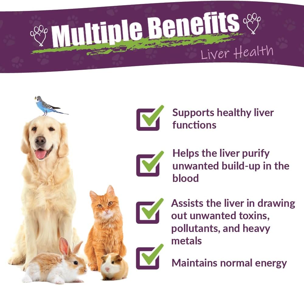 Liver Health Herbal Supplement for Pets | Amber NaturalZ Life Cell Support | Dogs, Cats, Birds, Guinea Pigs, Rabbits | USA-Made | 1oz Bottle