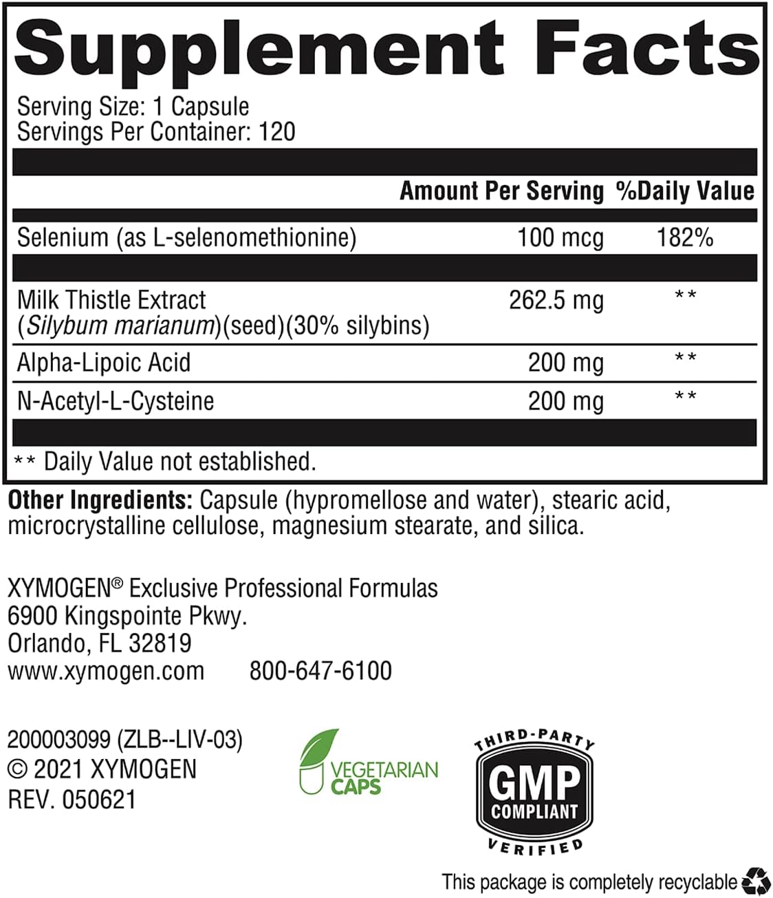 Liver Health Supplement with Milk Thistle, ALA, NAC, Selenium - Supports Glutathione Production - 120 Capsules