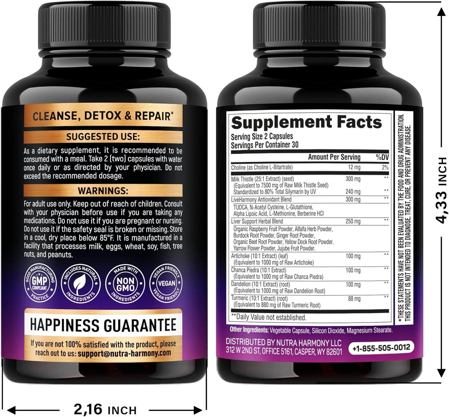 Liver Health Supplement with Milk Thistle, Dandelion, Artichoke, TUDCA, Glutathione, NAC - Detox & Repair Formula - 80% Silymarin - Laboratory Tested Vegan Capsules - Made in USA