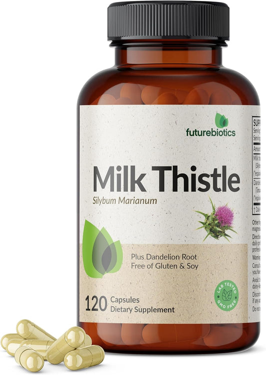 Liver Health Support Capsules with Milk Thistle, Silymarin, Marianum, and Dandelion Root - Antioxidant and Detox Support - 120 Count