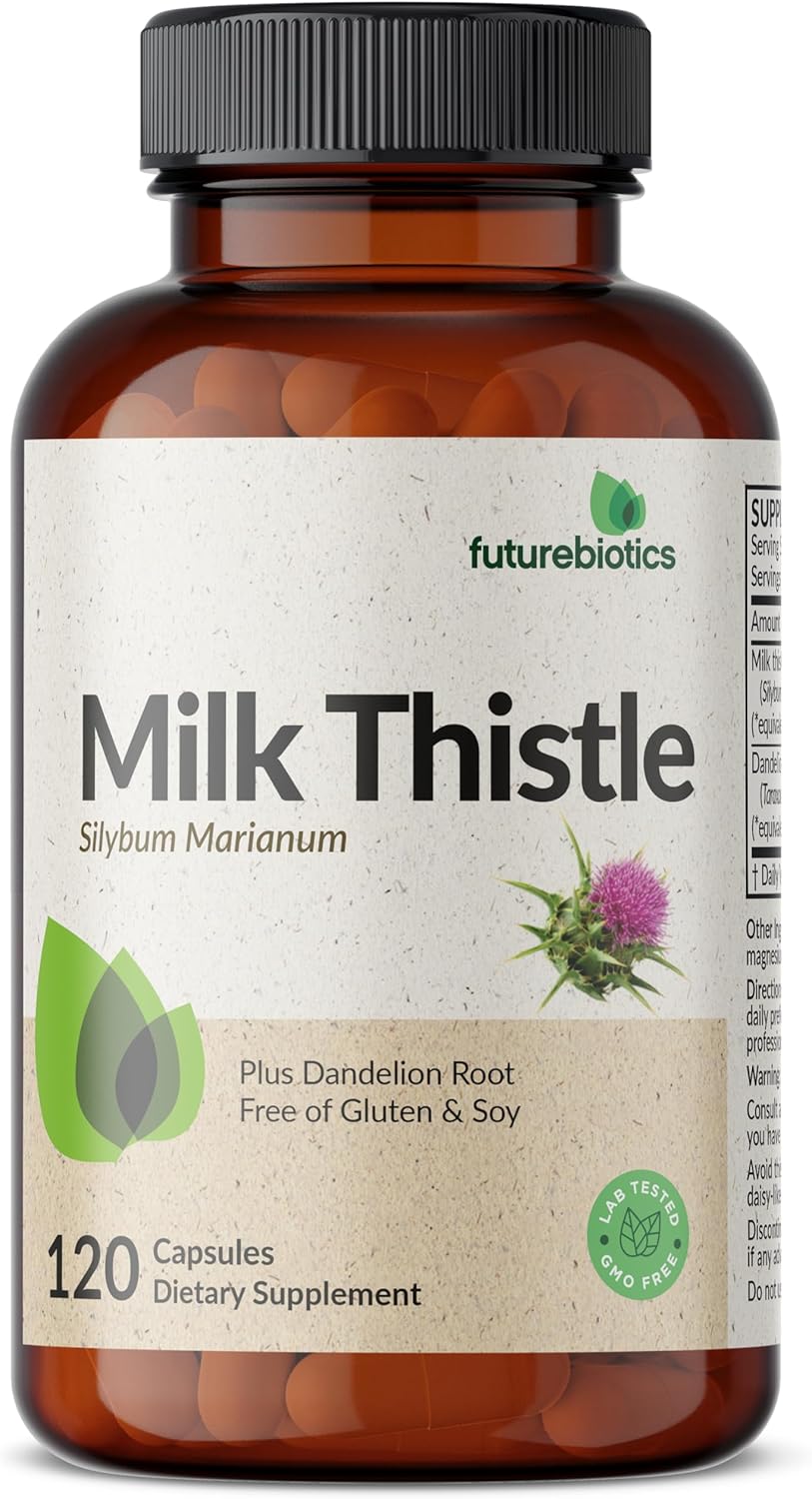 Liver Health Support Capsules with Milk Thistle, Silymarin, Marianum, and Dandelion Root - Antioxidant and Detox Support - 120 Count