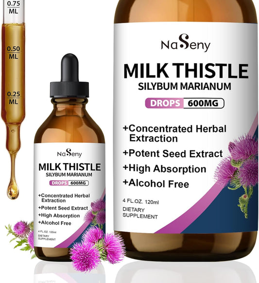 Liver Health Support: NaSeny Milk Thistle Drops with Silymarin Marianum Extract - Liver Cleanse & Detox Supplement for Men and Women - 4 FL Oz