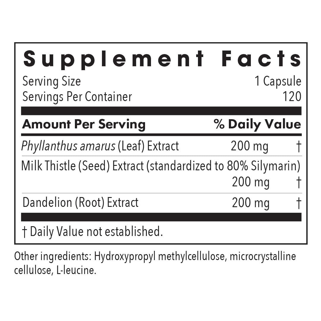 Liver Health Support Supplement with Milk Thistle, Dandelion, Detox & Cleanse - 120 Vegetarian Capsules by Allergy Research Group
