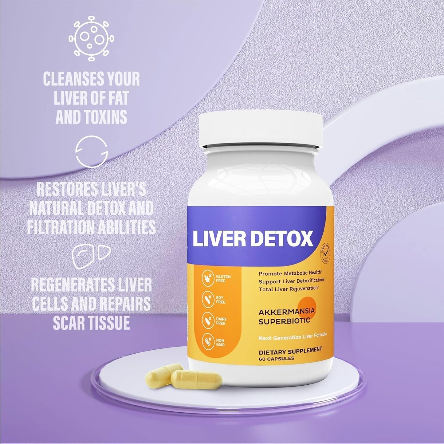 Liver Probiotics Supplement for Healthy Liver Support - Non-GMO Formula, 60 Capsules