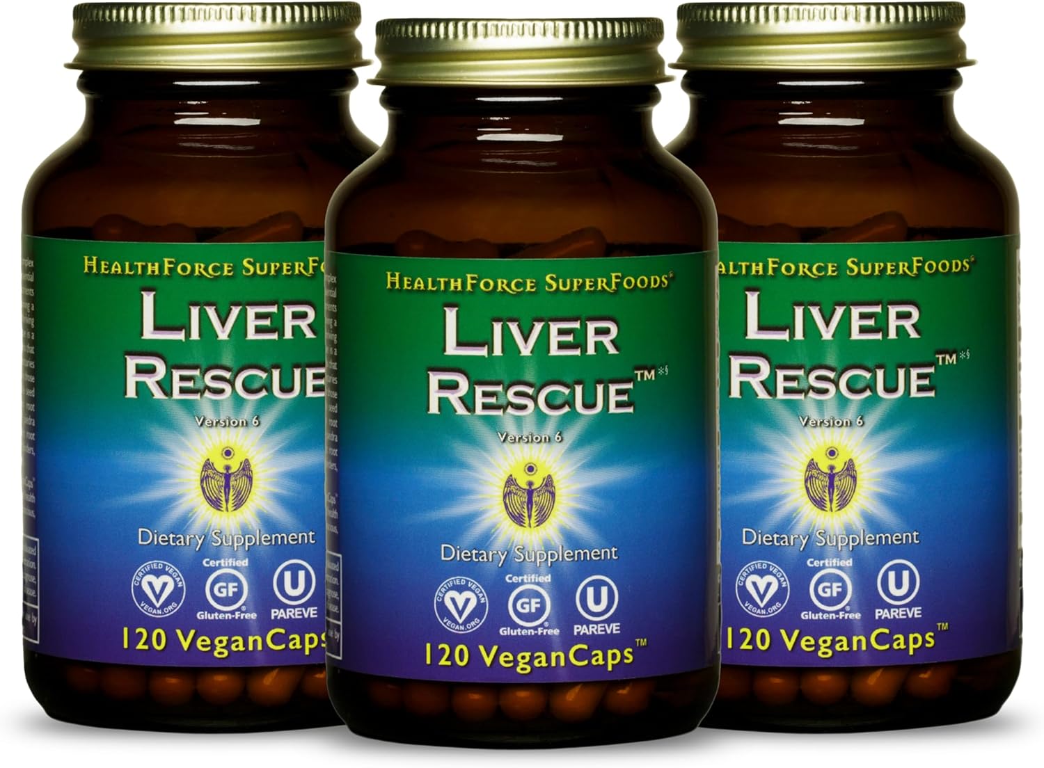 Liver Rescue Capsules - Natural Liver Cleanse with Milk Thistle & Dandelion - 120 Capsules x 3 - Gluten-Free & Vegan