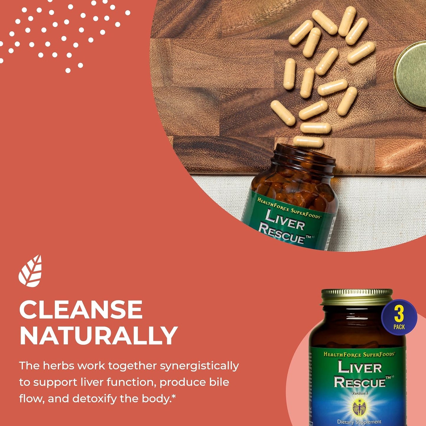 Liver Rescue Capsules - Natural Liver Cleanse with Milk Thistle & Dandelion - 120 Capsules x 3 - Gluten-Free & Vegan
