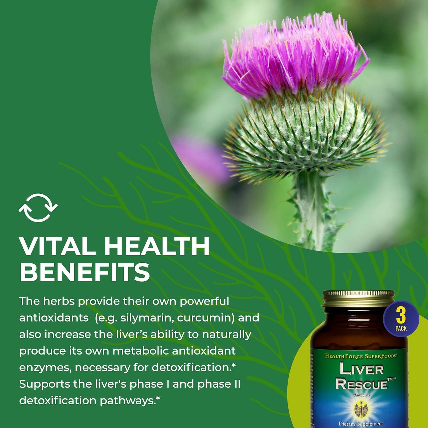 Liver Rescue Capsules - Natural Liver Cleanse with Milk Thistle & Dandelion - 120 Capsules x 3 - Gluten-Free & Vegan