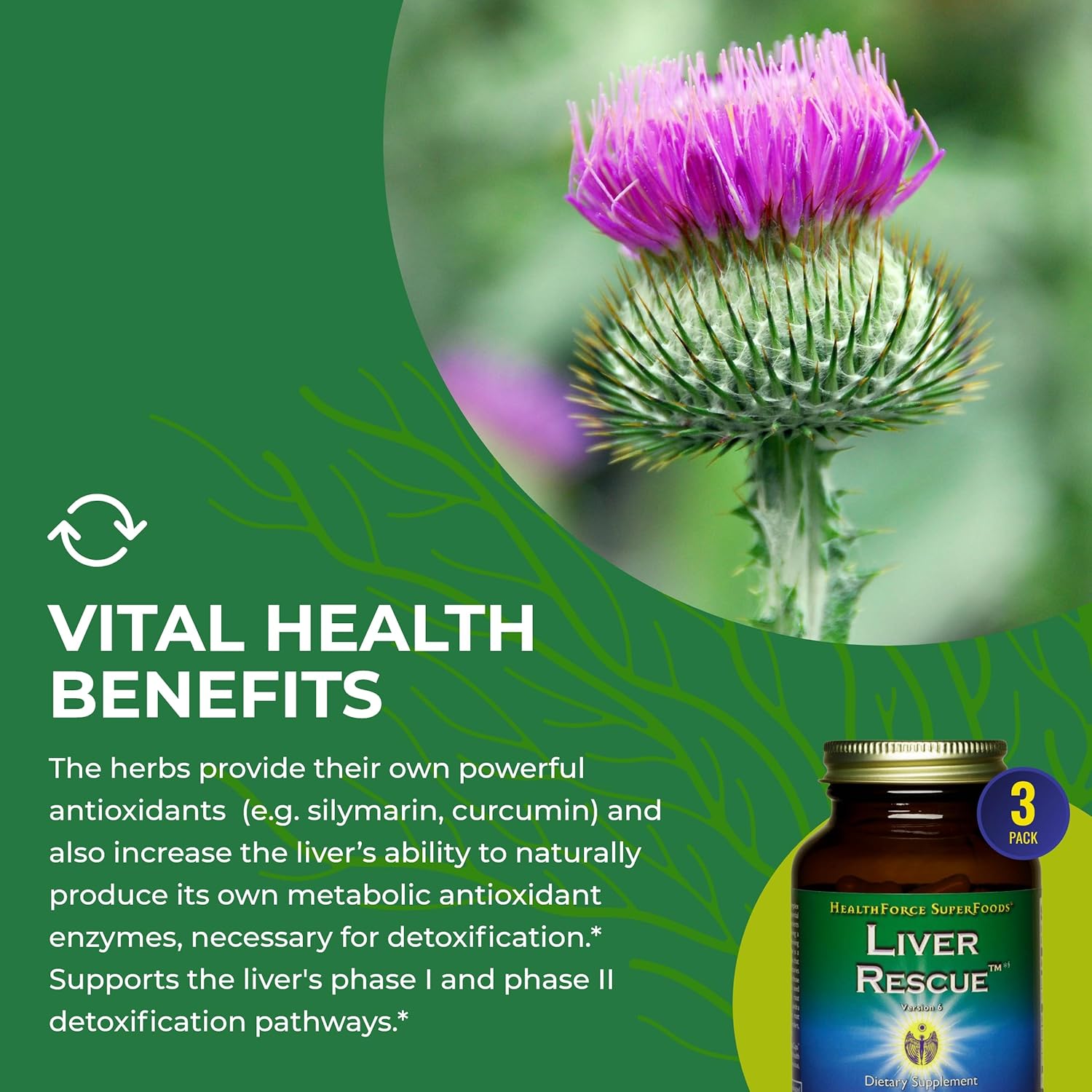 Liver Rescue Capsules - Natural Liver Cleanse with Milk Thistle & Dandelion - 120 Capsules x 3 - Gluten-Free & Vegan