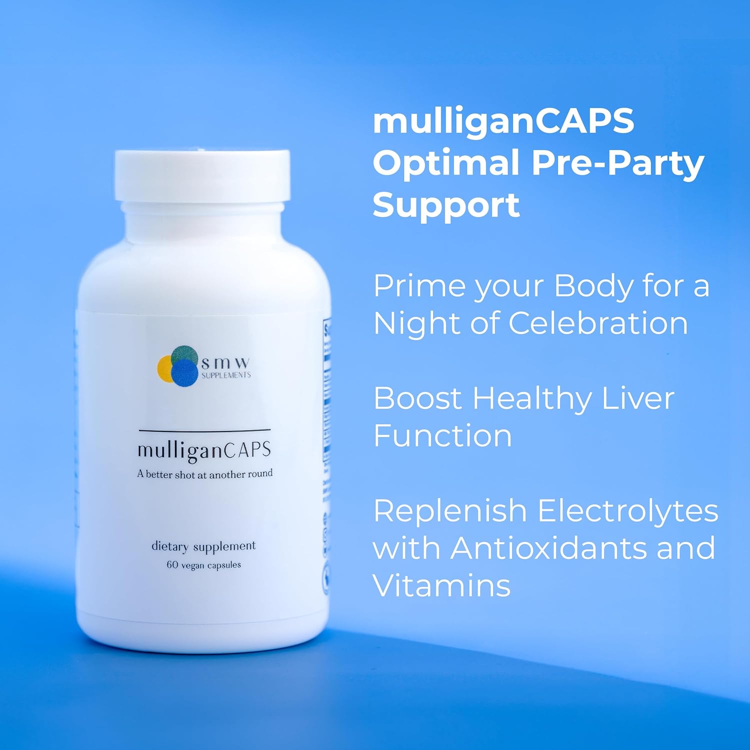 Liver Support Capsules for Pre-Party Prep and Post-Drinking Recovery - Antioxidants, B Vitamins, Riboflavin - 60 ct.