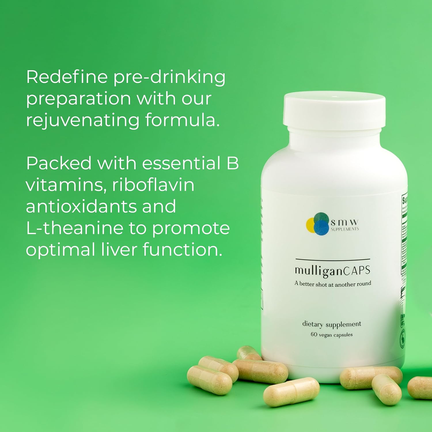 Liver Support Capsules for Pre-Party Prep and Post-Drinking Recovery - Antioxidants, B Vitamins, Riboflavin - 60 ct.