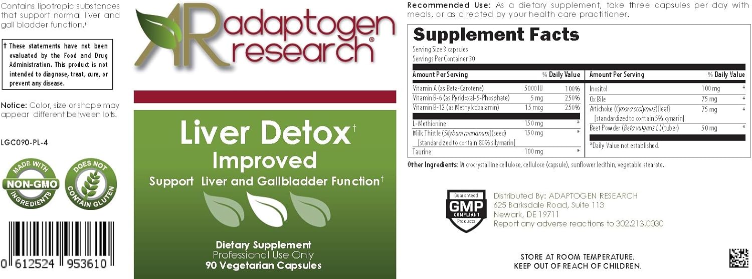 Liver Support Capsules with Ox Bile, Milk Thistle, Beet Powder, Artichoke | 90 Veg Caps | Adaptogen Research