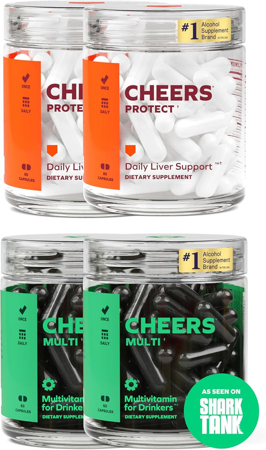Liver Support Combo | Daily Supplements for Drinkers | Protect Liver & Replenish Vitamins | Choline, Betaine, Niacin, B-Vitamins, L-Cysteine | 60 Doses