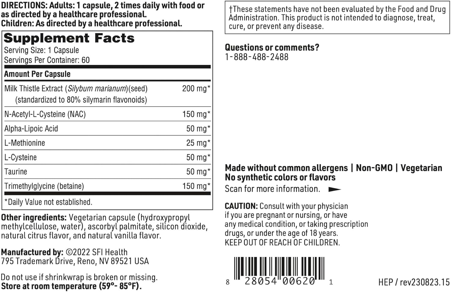 Liver Support Complex with Milk Thistle & NAC - Klaire Labs Hepatothera (60 Capsules)