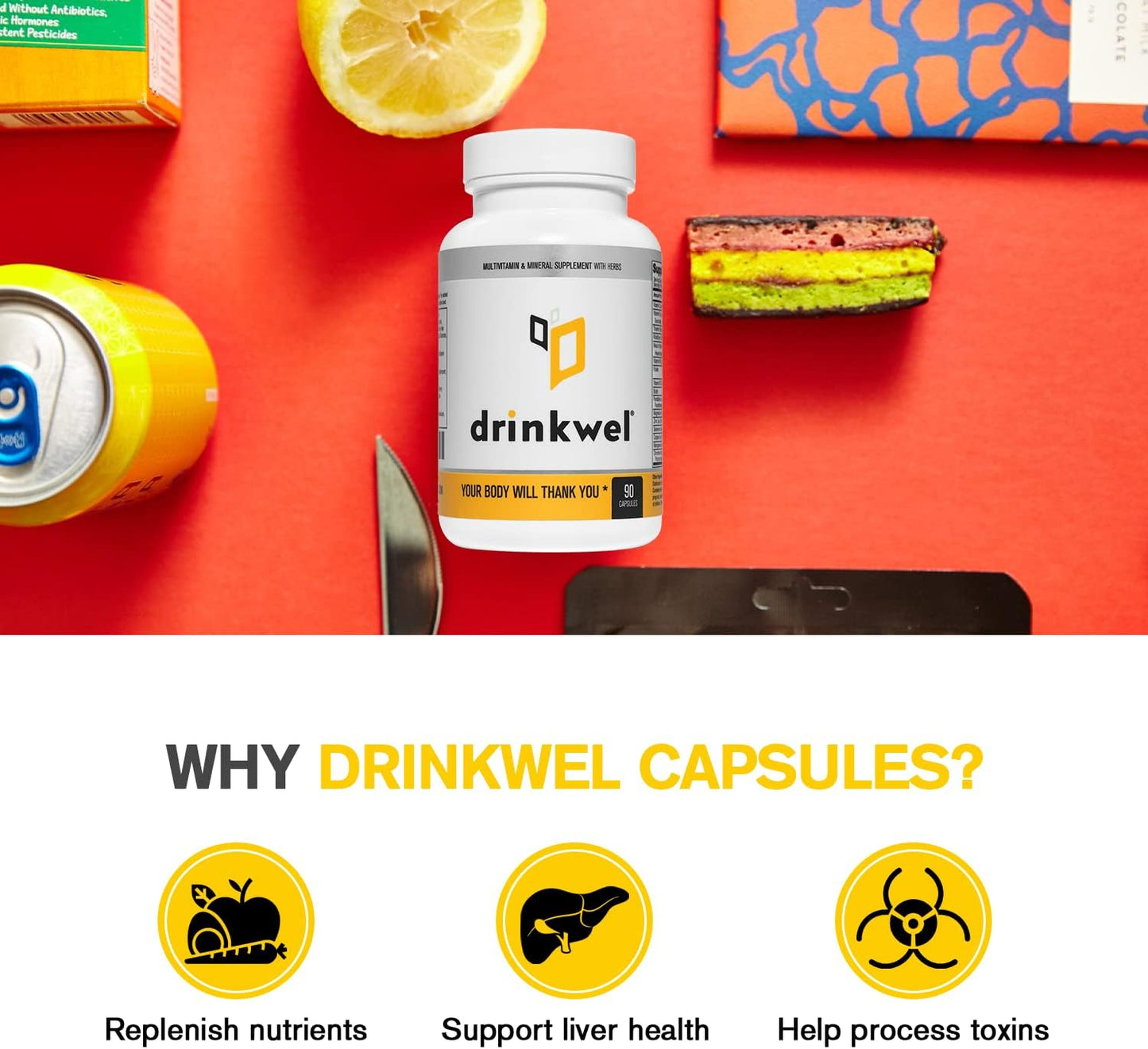 Liver Support & Detox Multivitamin, 90 Count by drinkwel - Boost Liver Health & Function with Natural Ingredients - 1 Pack
