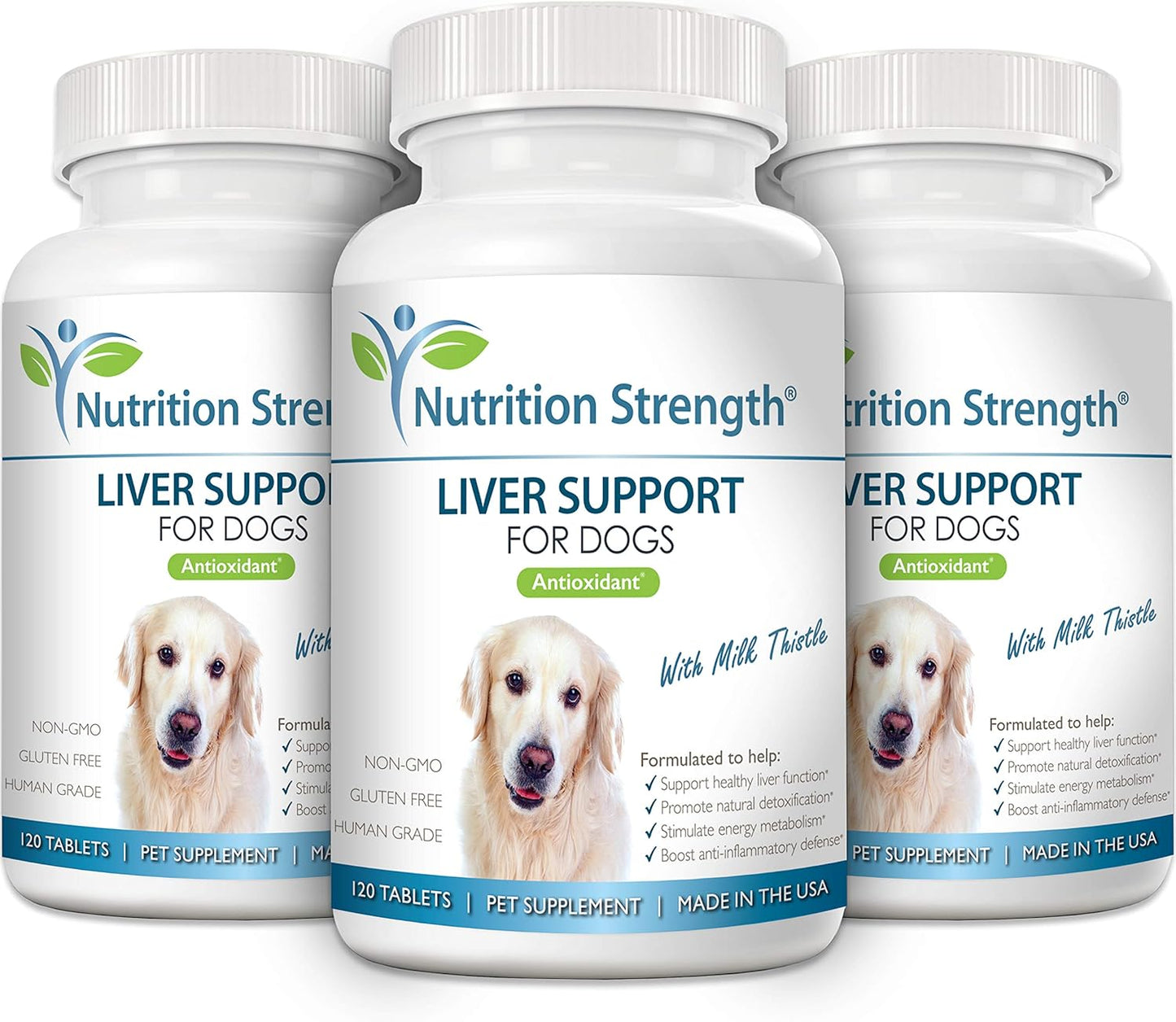 Liver Support for Dogs with Milk Thistle, Dandelion Root, Nettle Root & Coenzyme Q10 - 120 Chewable Tablets