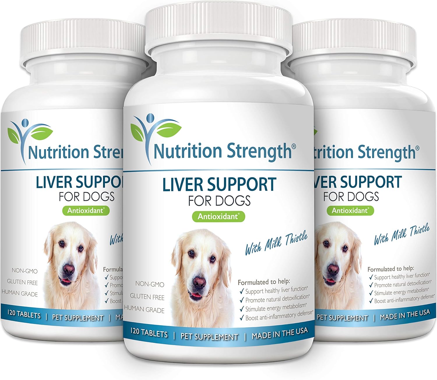 Liver Support for Dogs with Milk Thistle, Dandelion Root, Nettle Root & Coenzyme Q10 - 120 Chewable Tablets