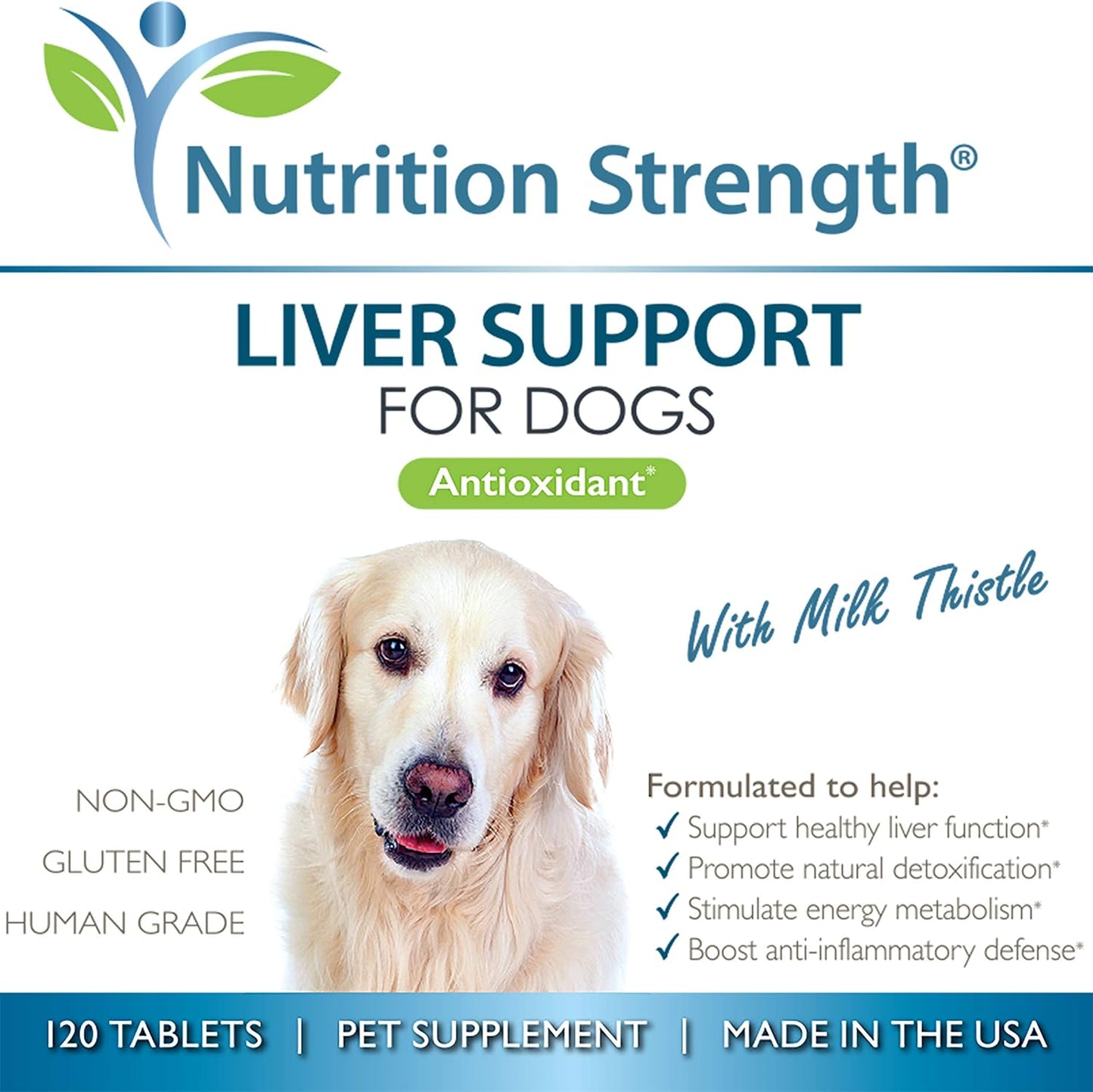 Liver Support for Dogs with Milk Thistle, Dandelion Root, Nettle Root & Coenzyme Q10 - 120 Chewable Tablets