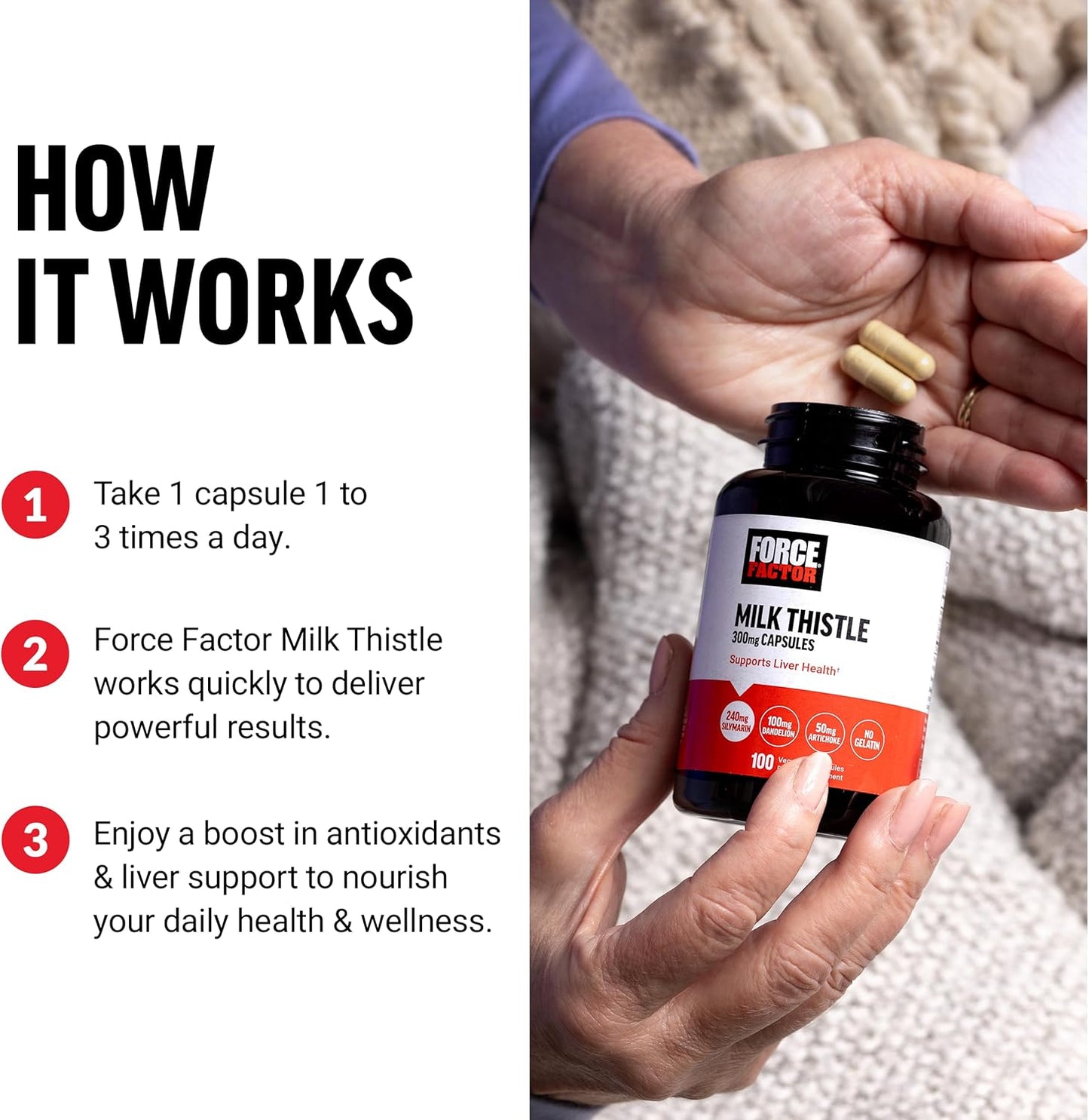Liver Support Formula with Milk Thistle, Dandelion Root, and Artichoke - 300mg Silymarin for Liver Health and Detox - 100 Veg Caps