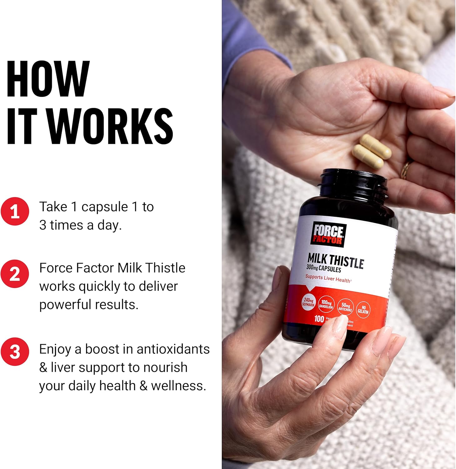 Liver Support Formula with Milk Thistle, Dandelion Root, and Artichoke - 300mg Silymarin for Liver Health and Detox - 100 Veg Caps