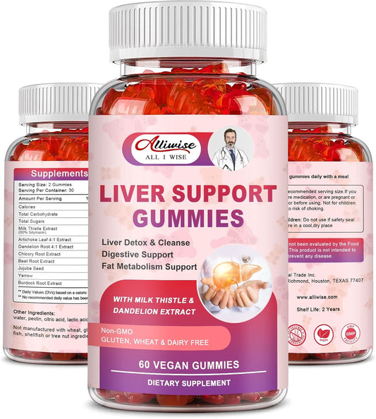 Liver Support Gummies with Milk Thistle & Dandelion Extract - Natural Liver Detox & Repair Formula