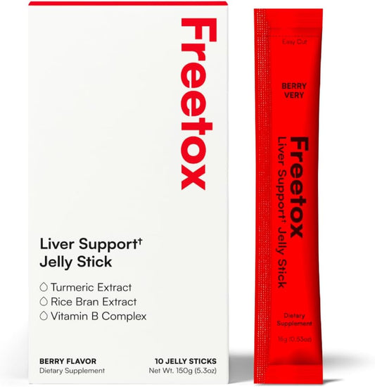 Liver Support Jelly Sticks with Vitamin B Complex, Turmeric Extract, and Rice Bran - Skin Hydration and Immune Booster for Social Events & Vacation Essentials
