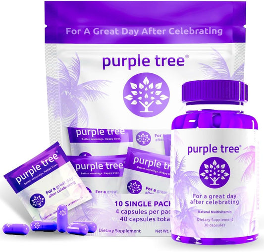Liver Support & Rapid Hydration Kit with Purple Tree Wellness Bottle - DHM, Milk Thistle, Electrolytes, Vitamin B, Willow Bark, Quercetin