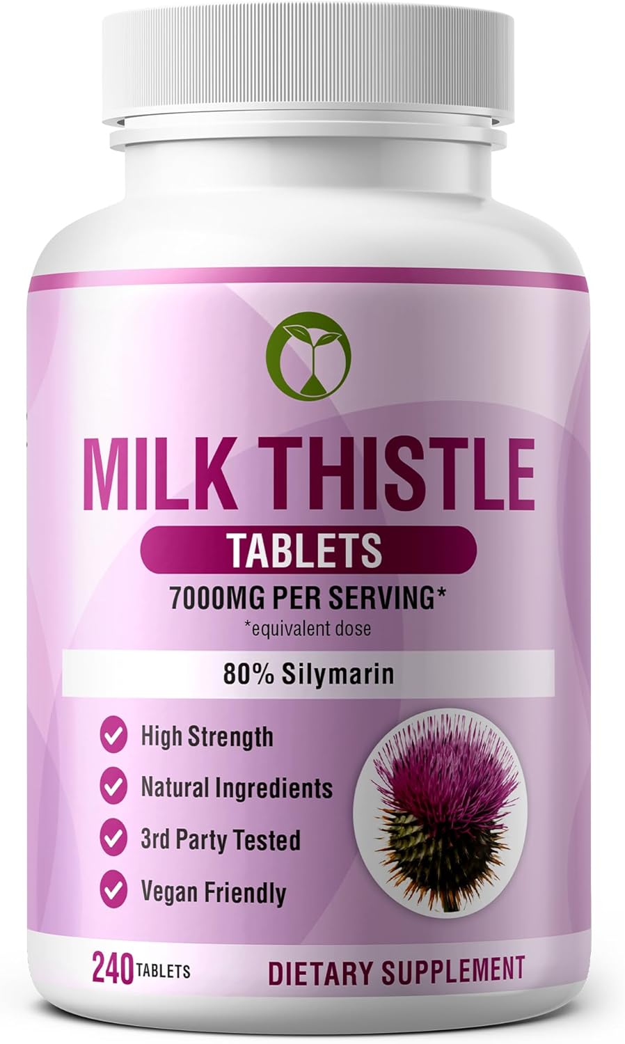 Liver Support Supplement: 240 Tablets of Milk Thistle 70mg 100:1 Extract with 80% Silymarin - Natural Daily Foundation for Liver Health - Made in USA, 3rd Party Tested