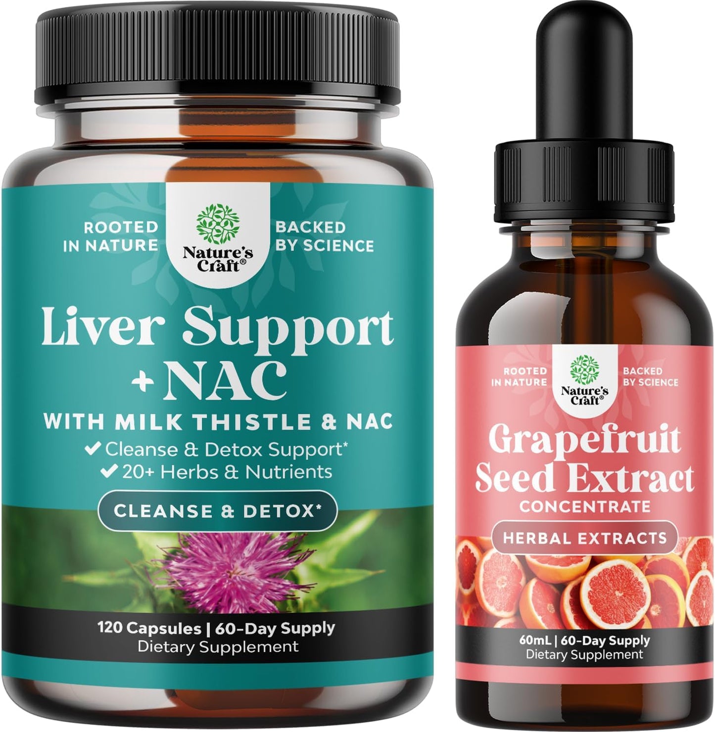 Liver Support Supplement Bundle - Herbal Formula with NAC, Silymarin, and GSE for Digestive and Immune Health
