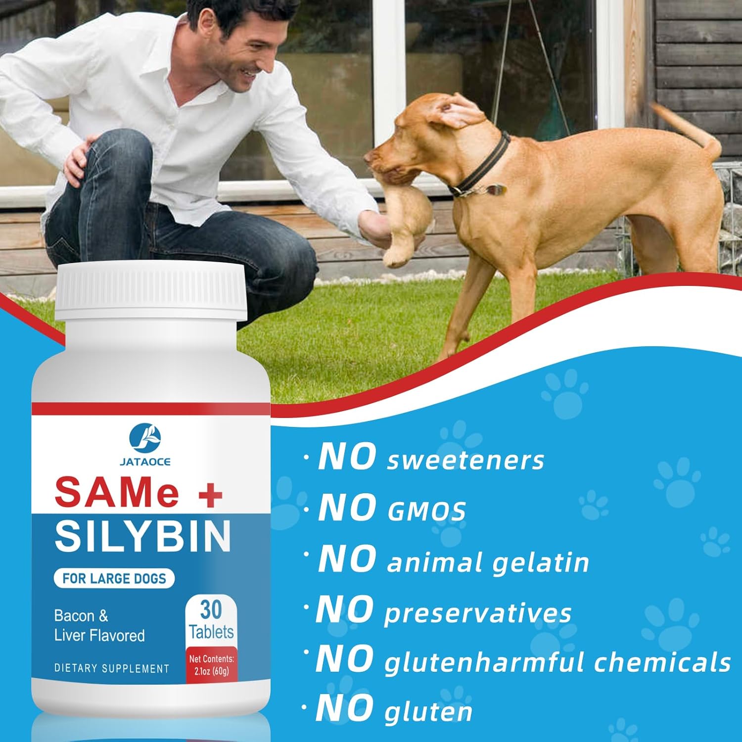 Liver Support Supplement for Dogs - Same and Silybin Blend, S-Adenosyl-L-Methionine Formula, Hepatic Health for Small Dogs, Natural Liver and Brain Support for Canines