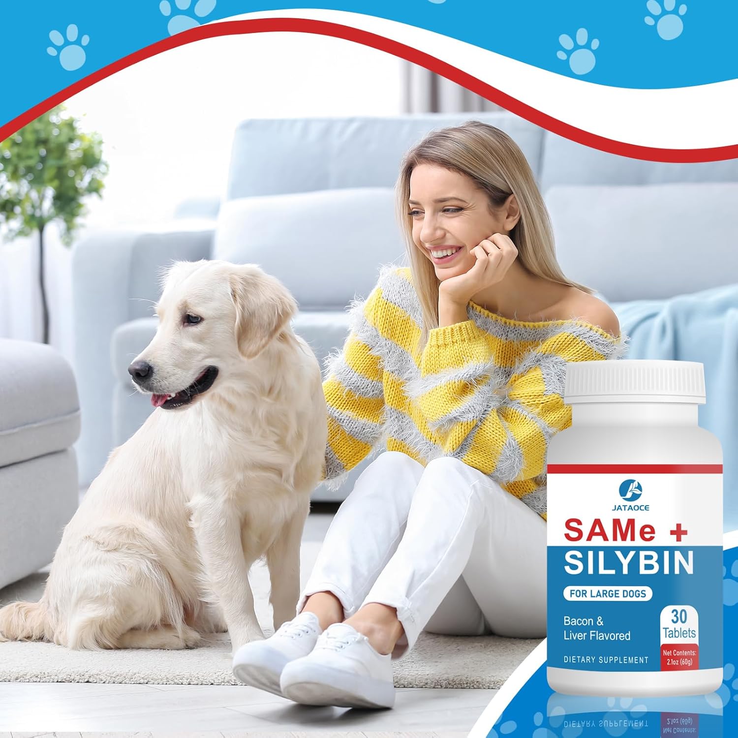 Liver Support Supplement for Dogs - Same and Silybin Blend, S-Adenosyl-L-Methionine Formula, Hepatic Health for Small Dogs, Natural Liver and Brain Support for Canines