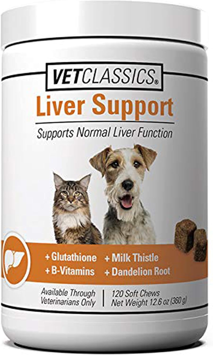 Liver Support Supplement for Dogs and Cats - Promotes Healthy Liver Functions - Includes B-Vitamins, Glutathione, Milk Thistle - 120 Soft Chews